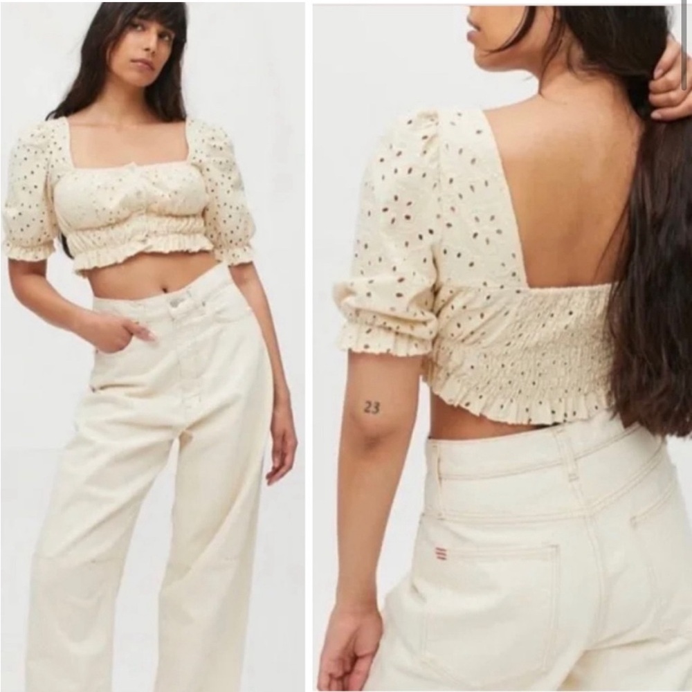Urban outfitters eyelet embroidered crop top large